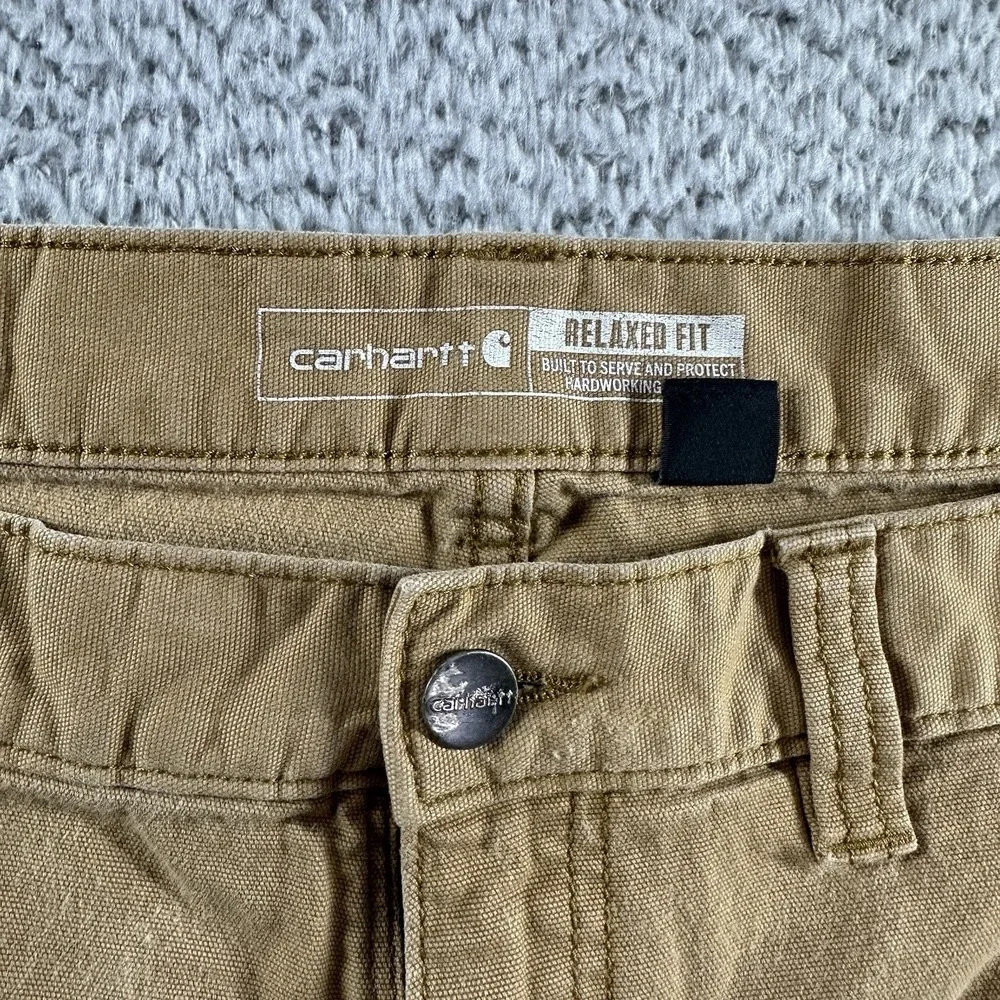 Carharrt Canvas Utility Pants Mens 46x30 (Fits 44x28) Relaxed Fit Brown Distress